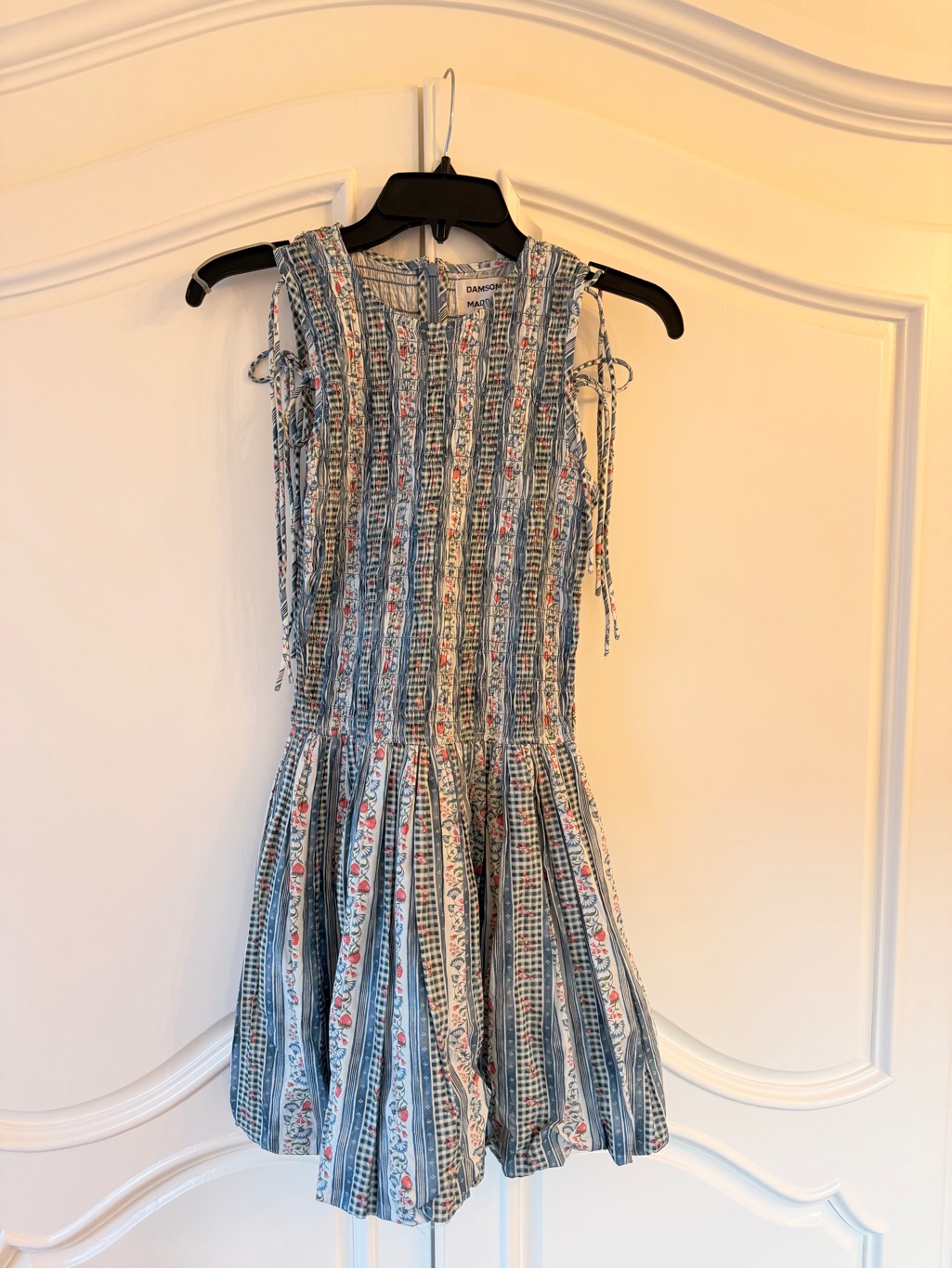 Damson Floral Stripe Mini Dress In Blue And White — image 2 of 8